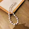 Collar Único de Perlas Shijia Redondas con Fragmentos de Plata, Presentando un Diseño Sofisticado y Elegante, Cadena Ligera de Lujo para la Clavícula con Sentido de Personalidad