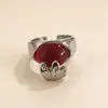 Anillo Abierto de Piedra Roja Irregular para Mujer, Diseño de Nicho, Anillo Minimalista de Moda Trendy Estilo Ins para Dedo Índice