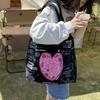 Bolsa de Ombro Grande Capacidade Laranja Estampada Artística Estilo Fresco Bolsa de Lona Portátil para Compras Vaca Fofa Redutora de Idade Doce