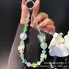 Cadena de Cuerda para Colgar Teléfono Móvil Cadena para Colgar Funda de Teléfono Móvil Mariposa de Aleación Calada Cadena para Teléfono Móvil con Ojo de Gato de Zircón Cadena de Cuentas de Cristal