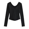 Série com forro de fleece ~ 2024 Spice Girls Sexy Decote V Ajuste Slim Camiseta Base Slim Manga Longa Feminina Cintura Curta