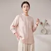 Nova Camisa de Seda Dupla Camada para Mulheres, para o Trabalho, Seda de Amora, Gola Redonda, Manga Longa, Top Fino, Solto, Cardigan Versátil