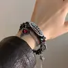 Pulseira de Couro Estrela Negra Punk Rock Y2K para Mulheres, Estilo Doce Cool da Moda, Acessório de Mão Hip-Hop de Nicho