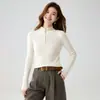 Bai Cai Cachemira de Terciopelo 2026 Colección Otoño/Invierno Nuevo Jersey de Media Cremallera Rayado Estilo Coreano Tejido de Punto Base de Punto Trenzado