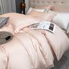 Juego de Cuatro Piezas Lyocell Tencel Verano Lujo Color Sólido Funda de Edredón para Dormir, Sábana Plana, Sábana Ajustable, Ropa de Cama de Seda Helada