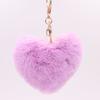 Llavero de peluche con forma de corazón de amor rojo de moda para pareja, bola de pelo de conejo Rex de imitación, colgante para bolso de coche, venta al por mayor