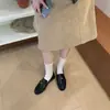 Elegantes mocasines planos de tacón bajo para mujer, novedad otoño 2026 estilo británico con hebilla de cinturón, zapatos de piel profunda con efecto desgastado