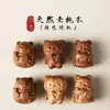 Gato de la Suerte de Madera de Durazno Sosteniendo Bambú Panda Accesorios Pulsera Tejida Hecha a Mano DIY Accesorios para Pulsera de Cuentas Budistas