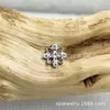 Pendientes de Aleación de Titanio Astmf-136 con Corte de Ojo de Caballo y Flor de Cuatro Hojas G23 Titanio Rosca Interna Cabezas de Joyería con Circonita