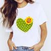 Comercio exterior 2023 nuevo color grafiti amor estampado camiseta de manga corta para mujer entrega de una pieza cuello redondo