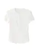 ¡Calidad de gabinete! Camisa Henry de Manga Corta con Botones para Mujer Verano Aspecto Adelgazante Deportes Fitness Yoga Camiseta Corta 6622