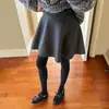 Falda de punto de lana gris oscuro para mujer, otoño/invierno, talla petite, estilo coreano, de cintura alta, chic, línea A, falda corta