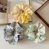 Goma para el pelo de estilo forestal con nuevo estampado floral de doble capa, para moño de chica dulce, cuerda para coleta fresca y moderna