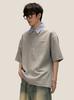 Polo de Manga Corta a Rayas de Estilo Americano Falso de Dos Piezas para Hombre Verano 2025 Diseño Nicho Camisa Casual con Cuello