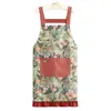 Elegante delantal de estilo pastoral, hecho de algodón de bambú transpirable y duradero, con correas ajustables, adecuado para uso en la cocina, cocinar y trabajos de catering