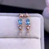 Aretes de Apatita Natural de Alta Claridad e Intenso Color, Piedra Suelta 4*6mm, Plata de Ley S925, Finamente Elaborados, Venta Directa del Fabricante