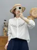 Moda Otoño 2026: Camisa de Manga Larga Bordada de Gasa de Algodón de Doble Capa Estilo Artístico para Mujer, Top Casual Japonés al por Mayor
