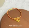 Novo Bracelete de Cabacinha de Jade Azul Gelo Estilo Chinês, Bracelete Elegante com Placa de Moedas Cinco Imperadores de Luxo Leve e de Alta Qualidade, Bracelete Dourado Elegante