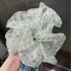 Goma para el pelo Extra Grande Retro de Malla Azul con Puntos, Accesorio para el Cabello de Gasa con Diseño Único, Elástica Esponjosa Elegante Estilo Coreano