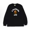 Suministro transfronterizo, venta al por mayor de comercio exterior, camiseta de manga larga de marca de moda BAPE con cabeza de mono, top pesado de tiburón, camiseta interior