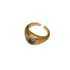Super Indústria Pesada Luxo Leve vintage Anel de Fio Dourado Escovado Design Ins Retro de Alta Qualidade Exquisito Anel Aberto para Dedo