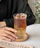 Copo de bambu de vidro de alto borosilicato, copo de café americano com gelo de alta temperatura, copo de água para restaurante, copo comercial