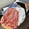 ¡Pedido Japonés! 2023 Principios de Otoño Nuevo Simple Versátil Plisado Media Botonadura Cuello Redondo Manga Larga Camisa Top 461144