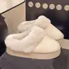 Pantuflas de Algodón Cálido con Suela Gruesa Transfronterizas para Mujer en Invierno Zapatos de Algodón Cálido con Forro de Terciopelo para Usar Afuera Pantuflas de Piel Antideslizantes