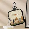 Porta-moedas com Estampa de Gatinho Fofo, Bolsa de Armazenamento Impermeável em Couro Sintético com Zíper, Estojo Multifuncional Mini para Fones de Ouvido