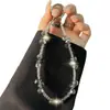 Cadena de Cristal de Lujo y Gama Alta para Teléfono Móvil, Cadena de Mano Tejida a Mano, Cadena Colgante para Funda de Teléfono Móvil, Correa, Colgante para Bolso, Antiperdida