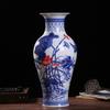 Vaso Cerâmico Azul e Branco Porcelana Jingdezhen Atacado Decoração Chinesa Casa Sala de Estar Artesanato Enfeites Presentes