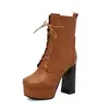 Botas Nuevas de Caballero de Cañón Corto Botas Sexys de Talla Grande Tacón Grueso Super 4 Con Cordones Mesa de Agua Comercio Exterior Botas Martin Botas de Tacón Alto Amarillo