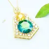 Colar Aiyu Vintage de Luxo Leve com Pingente de Vidro Amarelo-Verde e Pedras Cheias Artesanal Pesado Atacado Dropshipping S5121704