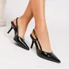 Tacones Altos de Aguja con Punta de Charol, Modernos y Elegantes, Sandalias de Tacón Alto Cerradas, Tacones Altos de Lujo Ligero para Mujer, Transfronterizo
