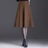 Falda Sencilla Elegante de Corte A para Mujer 2026 Otoño Invierno Nueva Falda de Cintura Alta que Cubre la Cadera de Longitud Media Moda Versátil Falda de Dobladillo Ancho