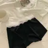 Bóxers sin costuras de seda helada para mujer con fuelle de algodón puro, shorts de seguridad finos de verano, ropa interior dos en uno