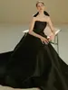 Vestido de Casamento Francês Leve Cetim Simples Sem Alças Alto Padrão Noiva Hepburn Licença de Noivado Banquete de Aniversário Vestido de Noite