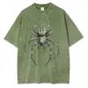 [Transfronterizo 230g] Camiseta Gráfica de Araña Dibujada a Mano, Camiseta Casual de Algodón con Mangas Cortas y Estampado para Hombre