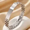 Nova pulseira de relógio de titânio e aço europeia e americana, nicho, luxo leve com toque de alta qualidade, versátil para homens e mulheres, acessório de pulseira de aço inoxidável