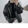 Jaqueta de Couro Masculina 2025 Primavera Nova Tendência Estilo Coreano Outono Couro PU Casual Jaqueta Baseball Jaqueta Motociclista Tendência