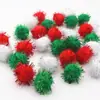 10-30mm Cor de Natal Bola de Pelo Glitter Bola de Pelo de Alta Elasticidade Feita à Mão DIY Roupas Chapéu Decoração de Natal Acessórios Pom Pom