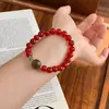Atacado One Piece Pulseira de Ágata Vermelha, Pulseira de Jade Hetian Super Branco com Contas Retrô, Novo Estilo Chinês Presente para o Ano Novo