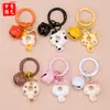 Chaveiro de Gato com Sino de Fecho de Mola Criativo DIY Cor de Doce Gatinho Fofo Pingente Estilo Casal para Mochila Fone de Ouvido