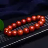 Pulsera de Ágata Roja del Sur de Baoshan, Sichuan, 108 Cuentas Redondas, Cuentas Rojas de Yunnan y Sichuan, Rojo Caqui, Pulseras para Hombres y Mujeres