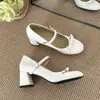Sapatilhas Baixas Mary Jane com Laço para Primavera/Verão 2026 para Mulheres Estilo Francês Elegantes Sapatos de Salto Alto