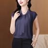 Camiseta de Verano de Cinta de Alta Gama para Mujer de Manga Corta Verano Nuevo Estilo Camisa Elegante de Chifón para Mujer Top Reductor de Edad