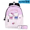 3D Nuevo Producto HelloKitty Dibujo Animado Lindo Sanrio Hello Kitty Mochila Estudiante Bolsa Escolar Estuche Dos Piezas Set