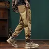 Calças Casuais de Trabalho Costuradas para Homens, Calças Casuais de Perna Larga com Amarração, Calças com Design para Primavera e Outono, Calças Harem Masculinas
