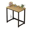 Escritorio de computadora moderno minimalista, escritorio de acero y madera para uso doméstico, escritorio de oficina para una persona, adecuado para apartamentos pequeños y dormitorios, escritorio de estudio y escritura