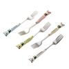 Conjunto de talheres portátil de aço inoxidável 304 criativo panda hashis colher um conjunto de garfo colher com cabo de cerâmica conjunto de três peças